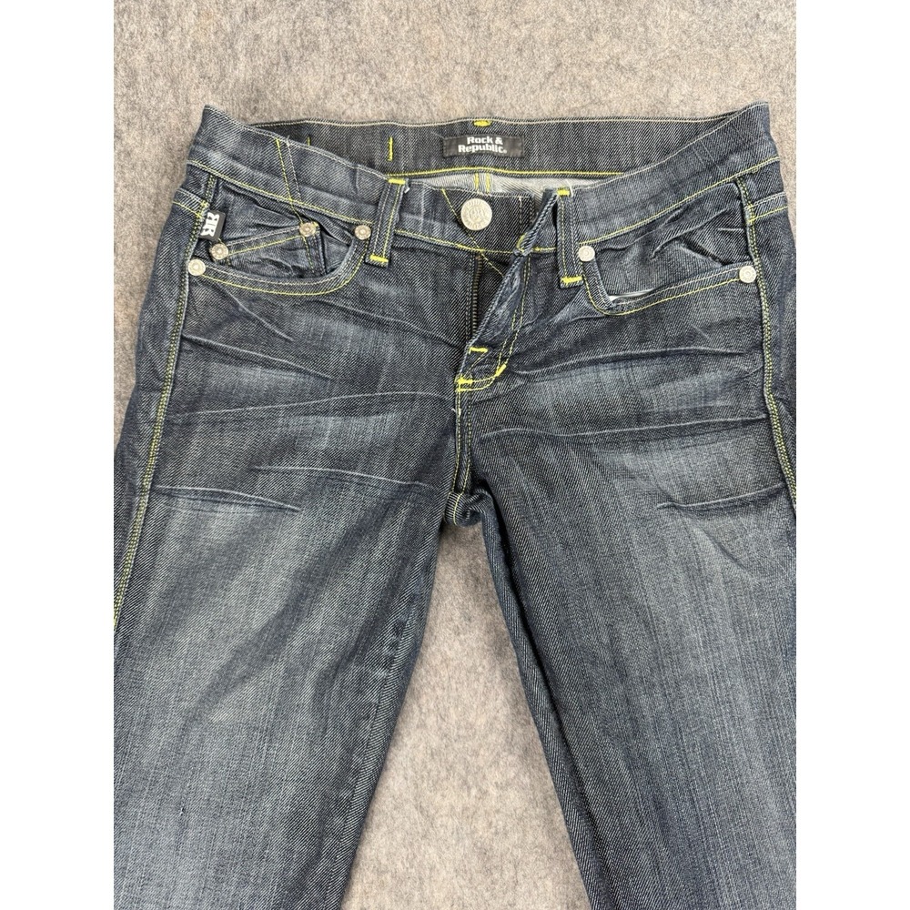 Rock & Republic Costello Jeans Women's 26 Dark Wash Straight Leg Denim - Picture 2 of 13